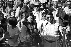 photo of crowd in winthrop ball field waiting