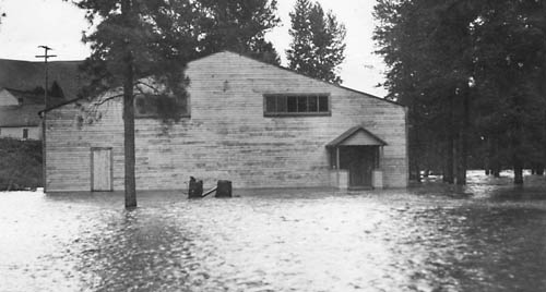 building surrounded by flood water